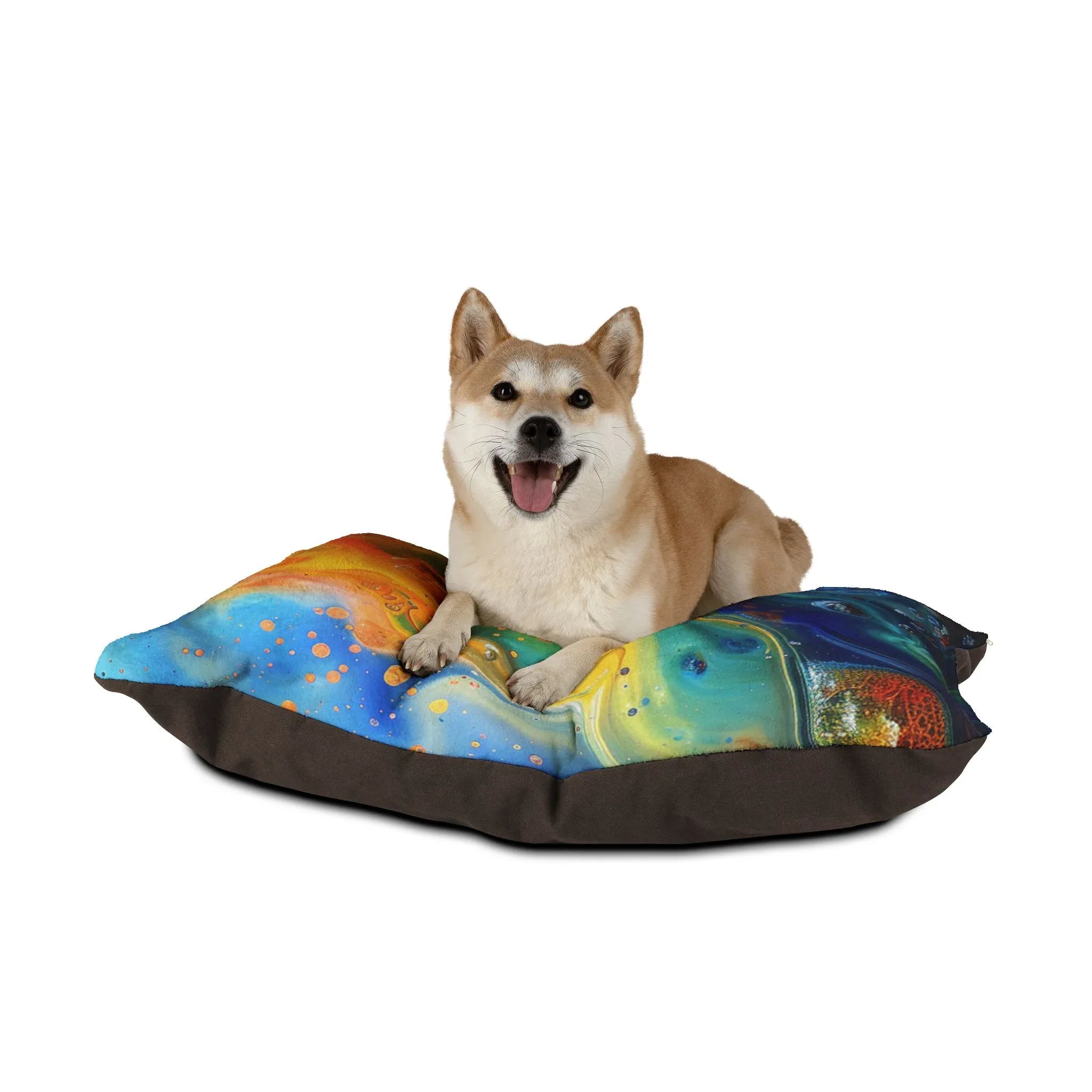 Colorful Abstract Pour Art Pet Bed | Swirl Galaxy Print - 250 USA Celebration