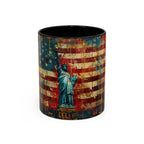Liberty Statue American Flag Coffee Mug — Patriotic Vintage Accent Mug (11/15oz)