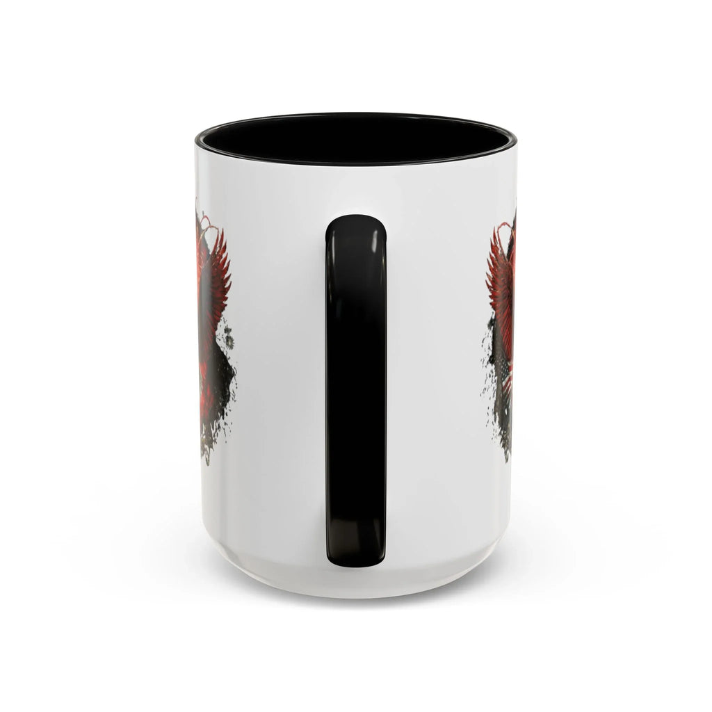 Red Eagle Emblem Accent Coffee Mug | Patriotic Eagle Design - 250 USA Celebration