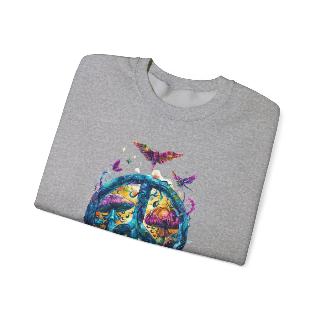 Psychedelic Mushroom Peace Sign Crewneck Sweatshirt | 60s Hippie Tie-Dye - 250 USA Celebration