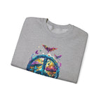 Psychedelic Mushroom Peace Sign Crewneck Sweatshirt | 60s Hippie Tie-Dye - 250 USA Celebration