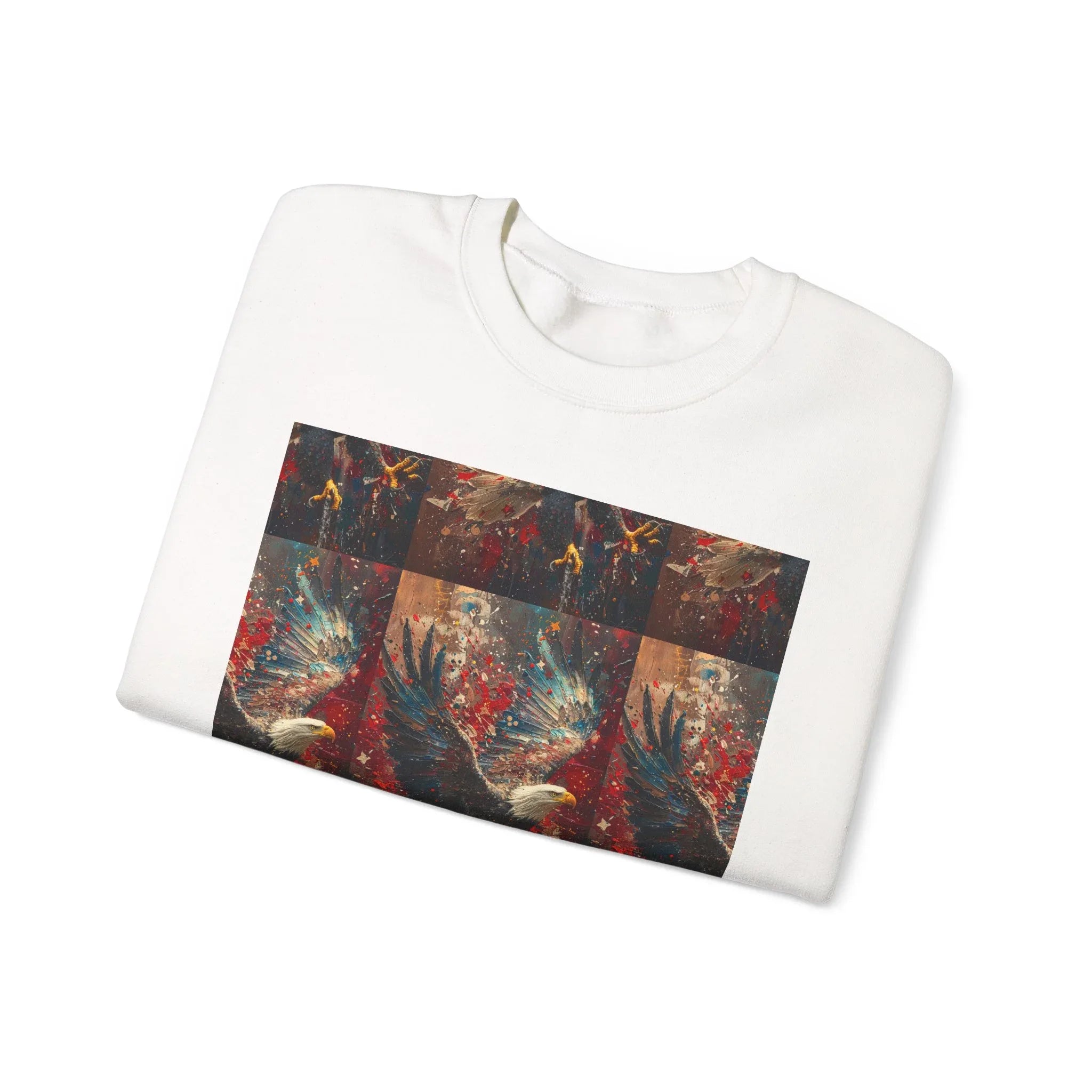 God Bless America Eagle Artwork crewneck sweatshirt | Patriotic eagle collage - 250 USA Celebration