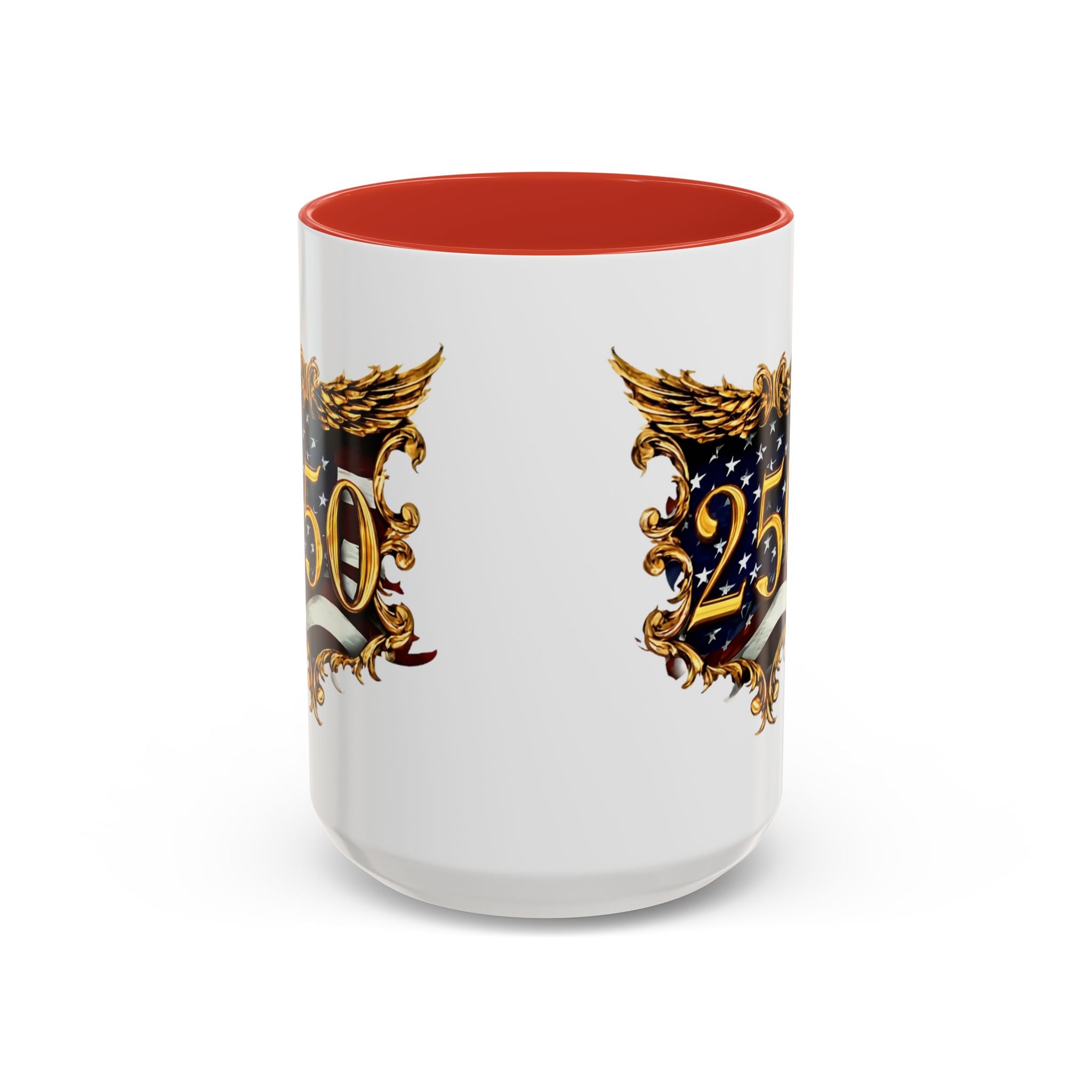 25th Anniversary American Flag Crest Accent Coffee Mug (11/15oz)