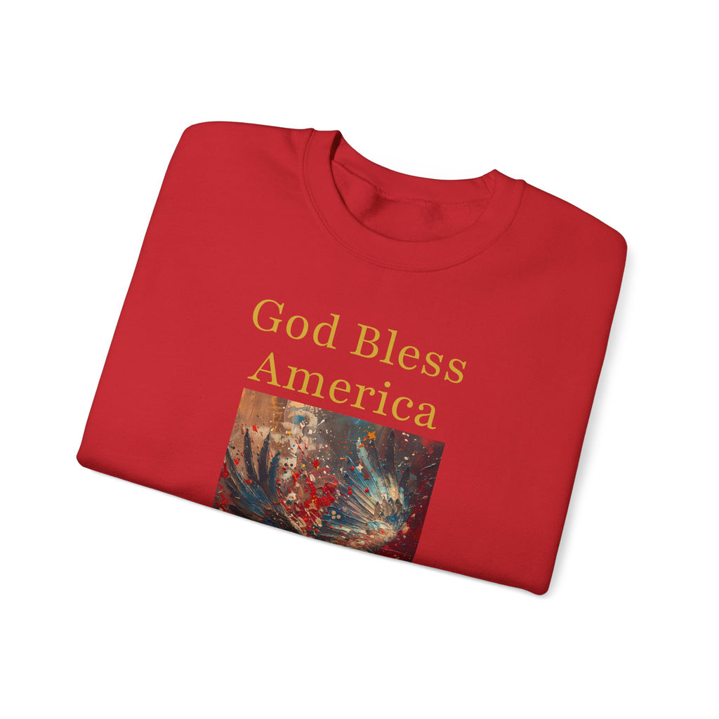 America 250: "God Bless America" Abstract Oil Eagle Hoodie - Patriotic Art Sweatshirt - God Bless America Unisex Crewneck, Gifts for Veterans, Fourth of July Apparel, Comfy Everyday Wear, Perfect...