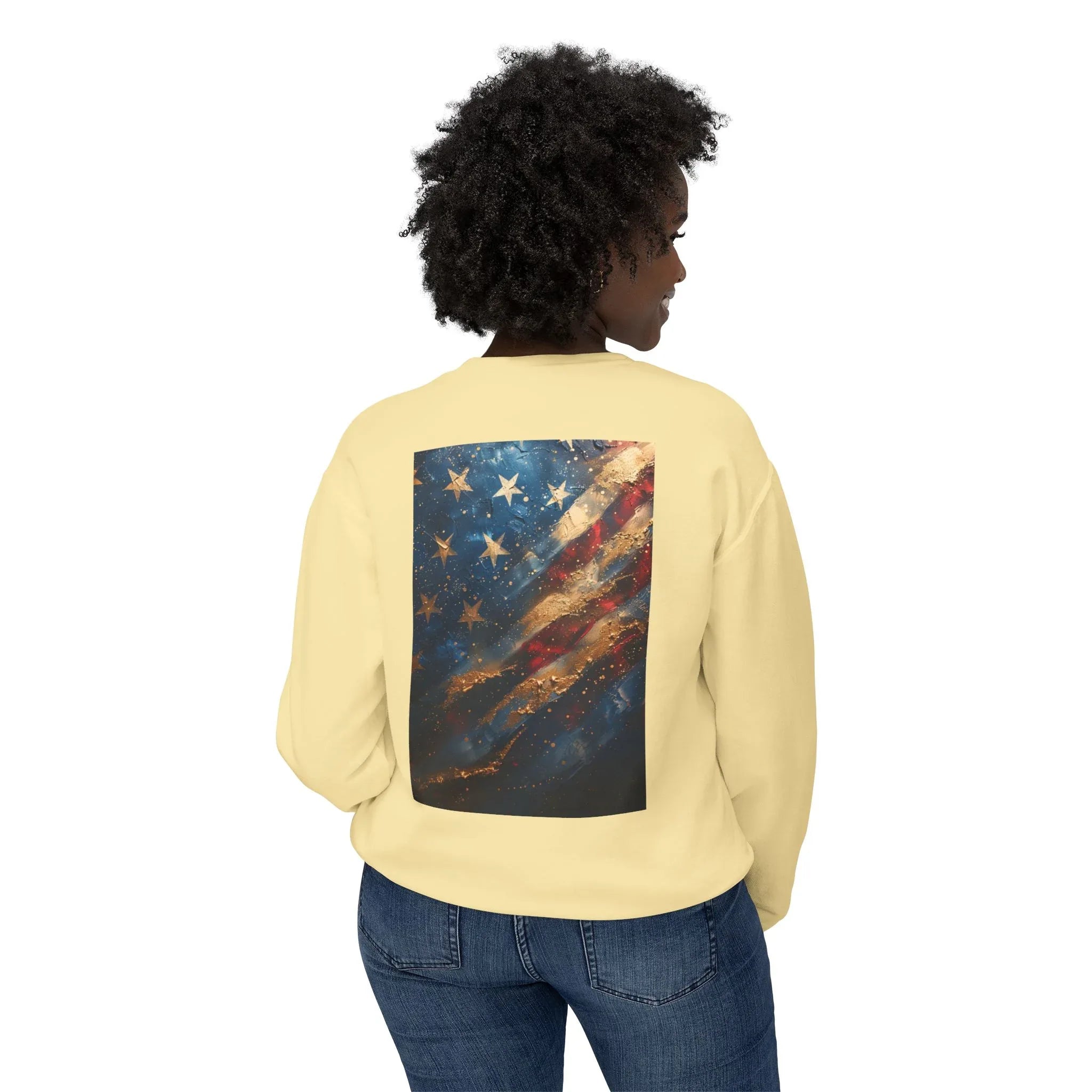 Lightweight Crewneck Sweatshirt, Patriotic American T-Shirts, Flag T-Shirts, Independence Tees, Funny Patriotic Shirts, Custom American Tees - 250 USA Celebration