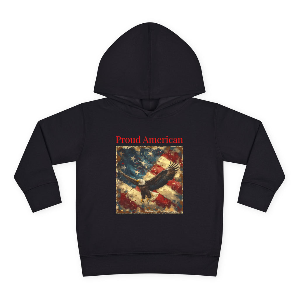 Toddler Hoodie — "Proud American" Eagle & Flag Pullover