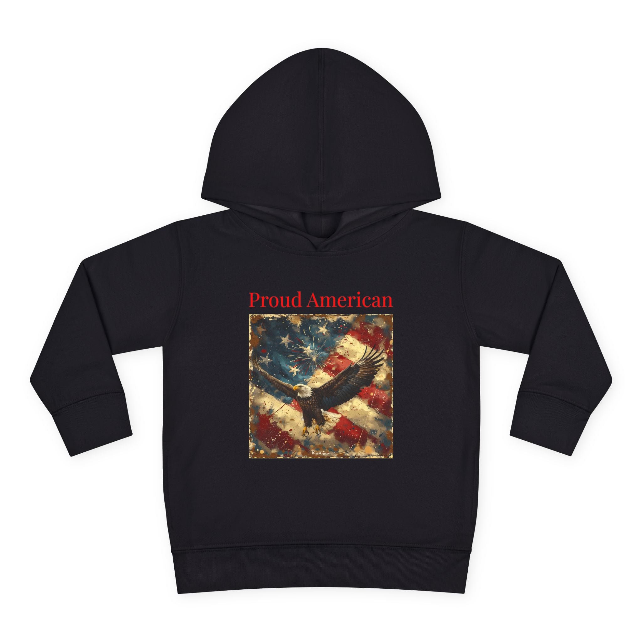 Toddler Hoodie — "Proud American" Eagle & Flag Pullover