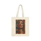 Canvas Tote Bag — Vintage American Flag Portrait / Cosmic Nebula Art