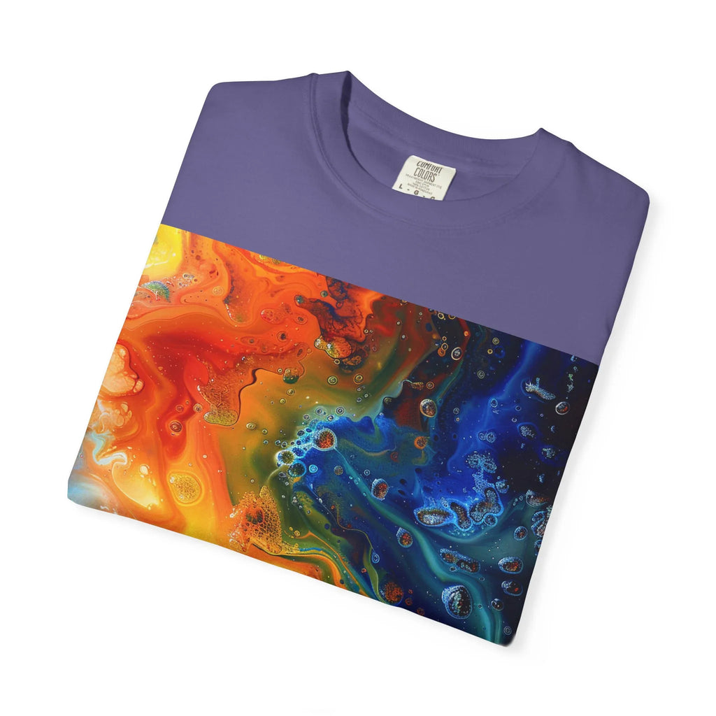 Colorful Abstract Swirl T-Shirt, psychedelic design blooms with surreal depth, blending free-flowing lines and bold swirls - 250 USA Celebration