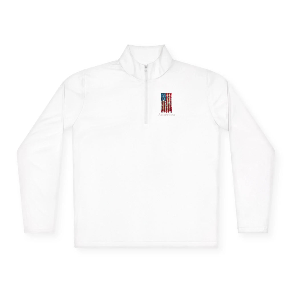 Distressed American Flag with Paw Print Quarter-Zip - 250 USA Celebration
