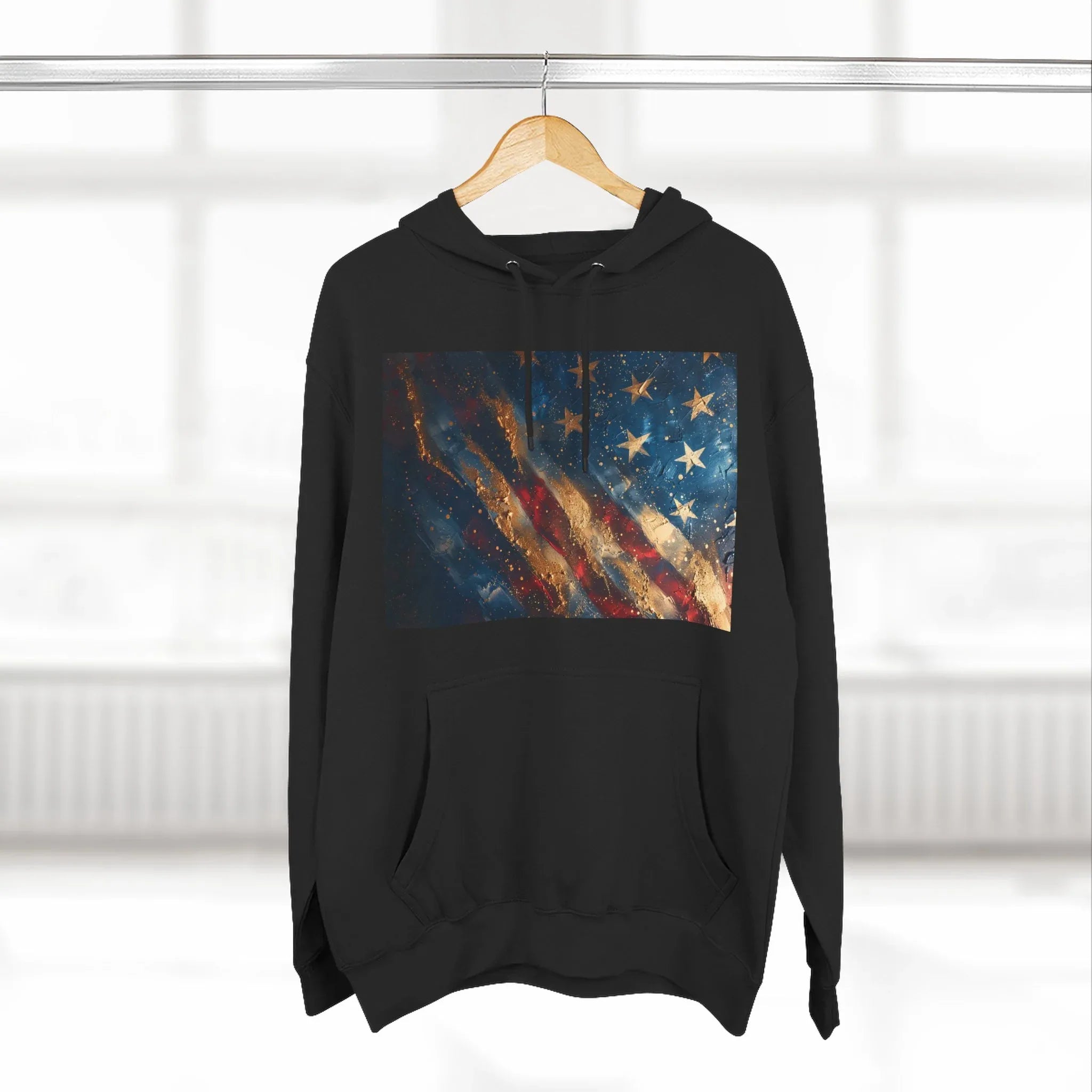 Distressed American Flag Hoodie | Vintage USA Stars Stripes Pullover - 250 USA Celebration