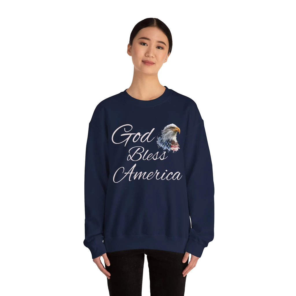 God Bless America eagle graphic Sweatshirt | patriotic USA flag-inspired design - 250 USA Celebration