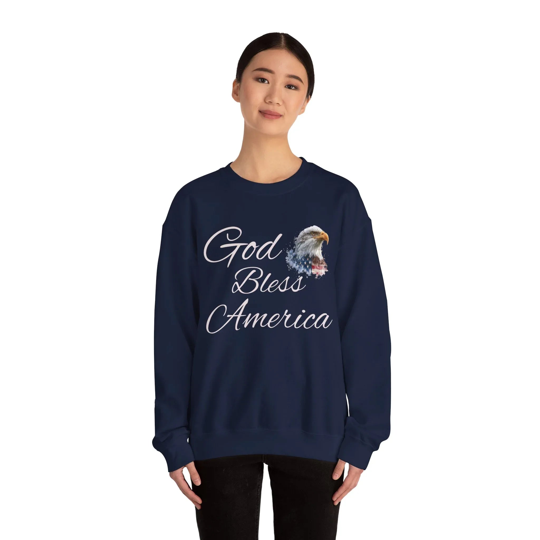 God Bless America eagle graphic Sweatshirt | patriotic USA flag-inspired design - 250 USA Celebration
