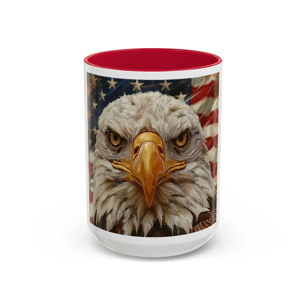 Colorful Mugs (11oz, 15oz) Majestic bald eagle head Patriotic coffee cup, America 250 Celebration coffee cup - 250 USA Celebration