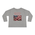 Toddler Long Sleeve Tee — "Little Patriot Big Dreams" American Flag Graphic