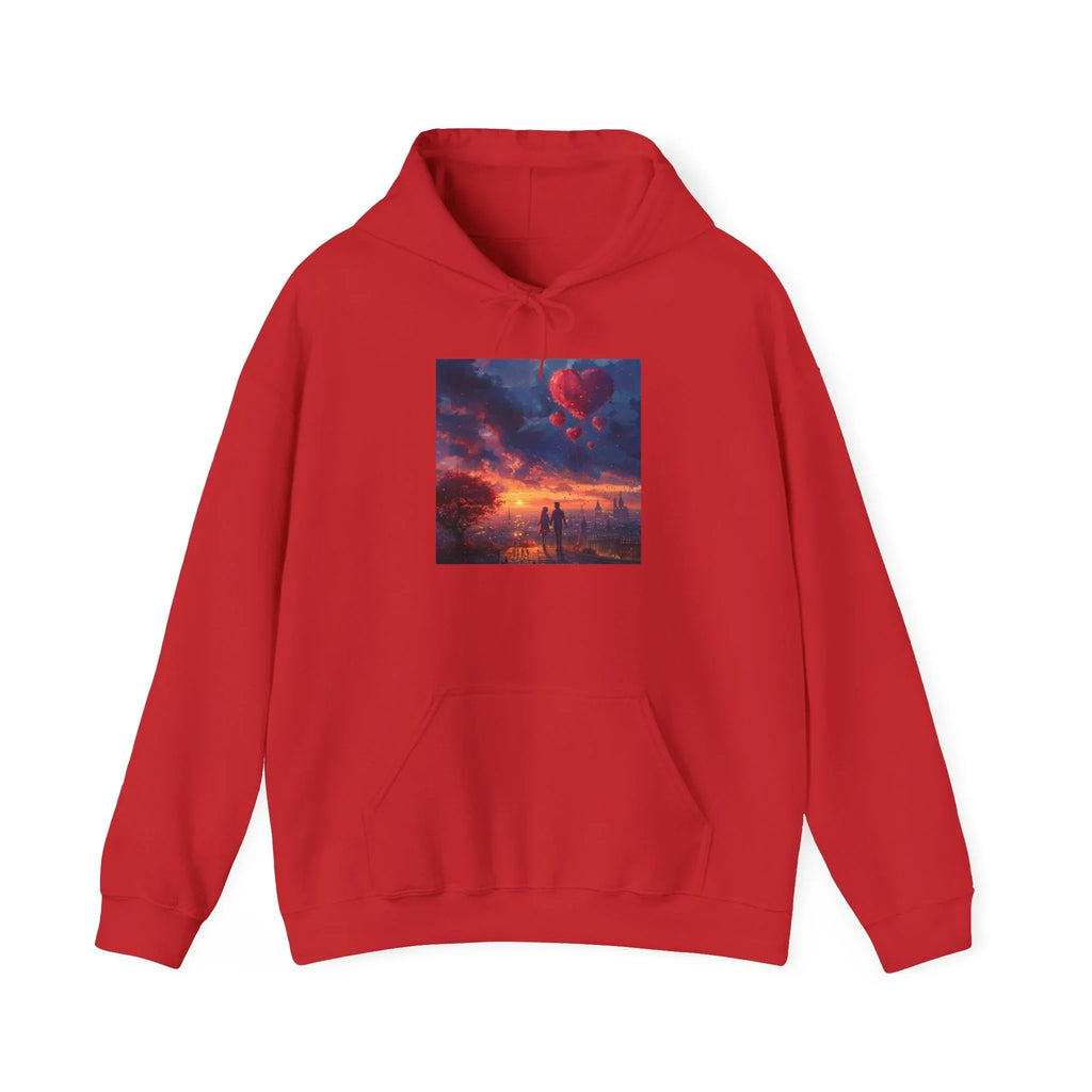 Romantic Sunset Hoodie with Hot Air Balloon, Unisex Sweatshirt for Valentines Day, Valentine's Day T-Shirts, Personalized Valentine's Gifts - 250 USA Celebration