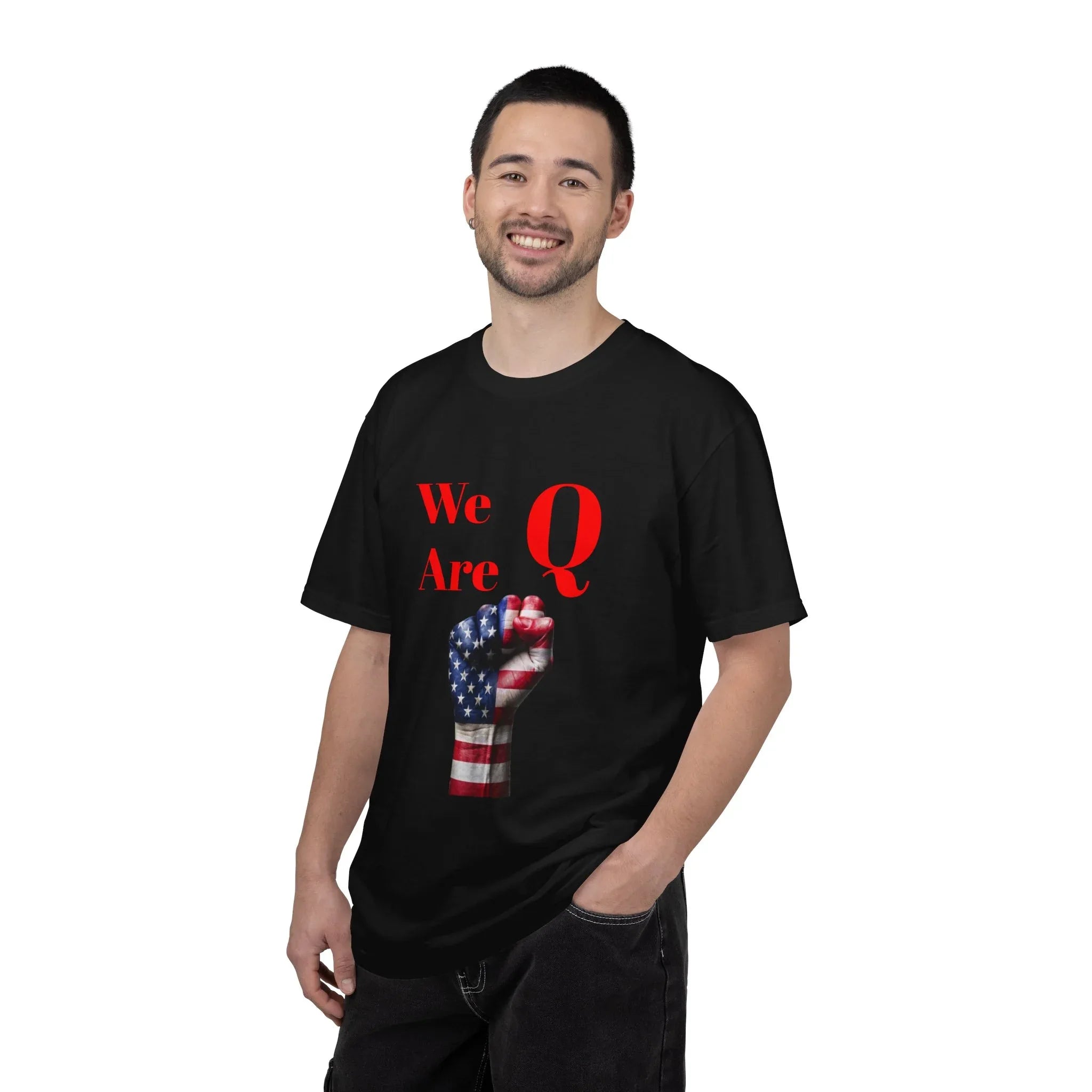 We Are Q fist American flag T-Shirt | QAnon political design - 250 USA Celebration