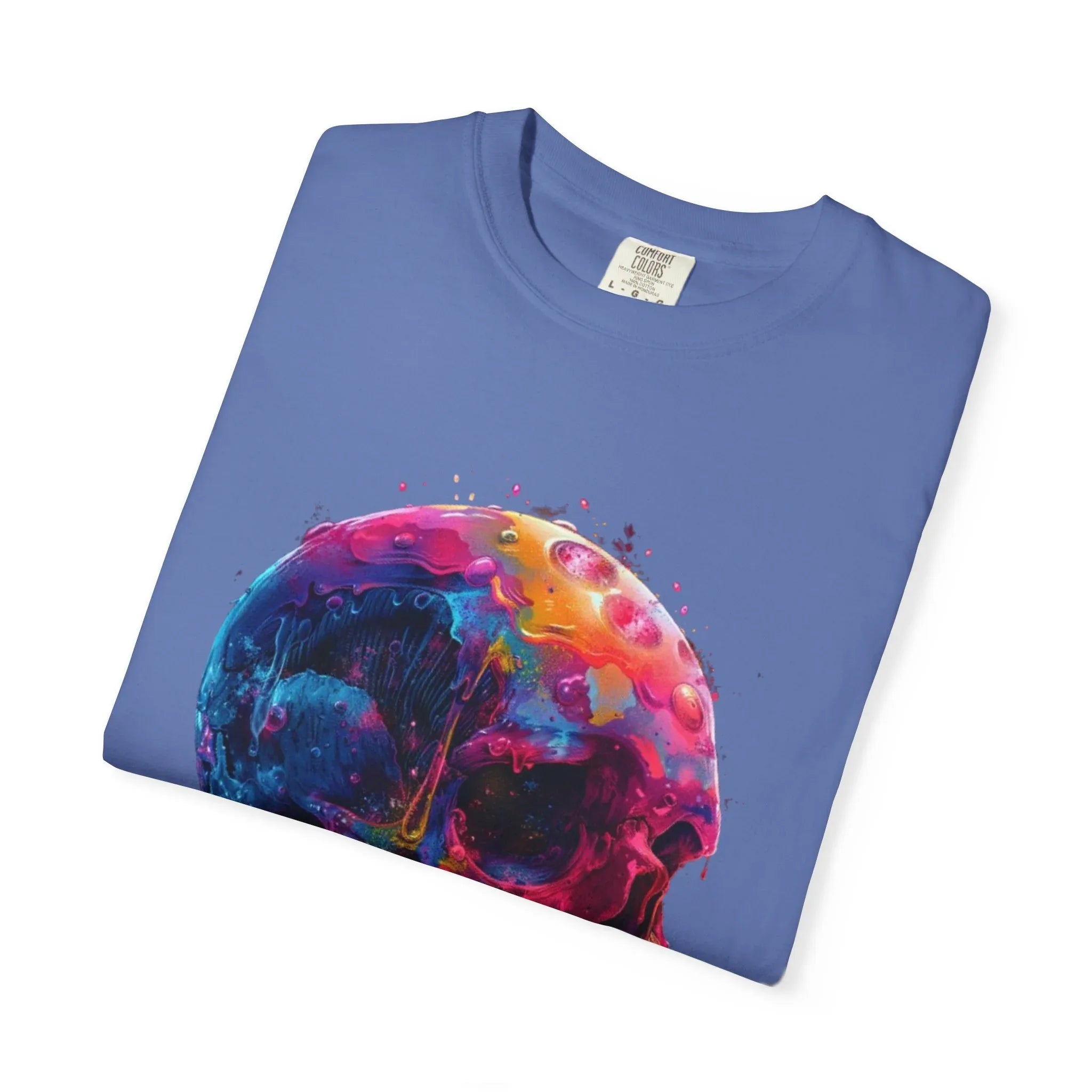 Colorful Drip Skull T-shirt | Watercolor Skull Shirt, Artistic Gothic Tee - 250 USA Celebration