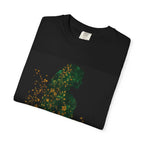 Green Floral Silhouette T-shirt | Botanical Sparkle Art abstract art t-shirt, women's, abstract graphic tee women, girls abstract shirt - 250 USA Celebration