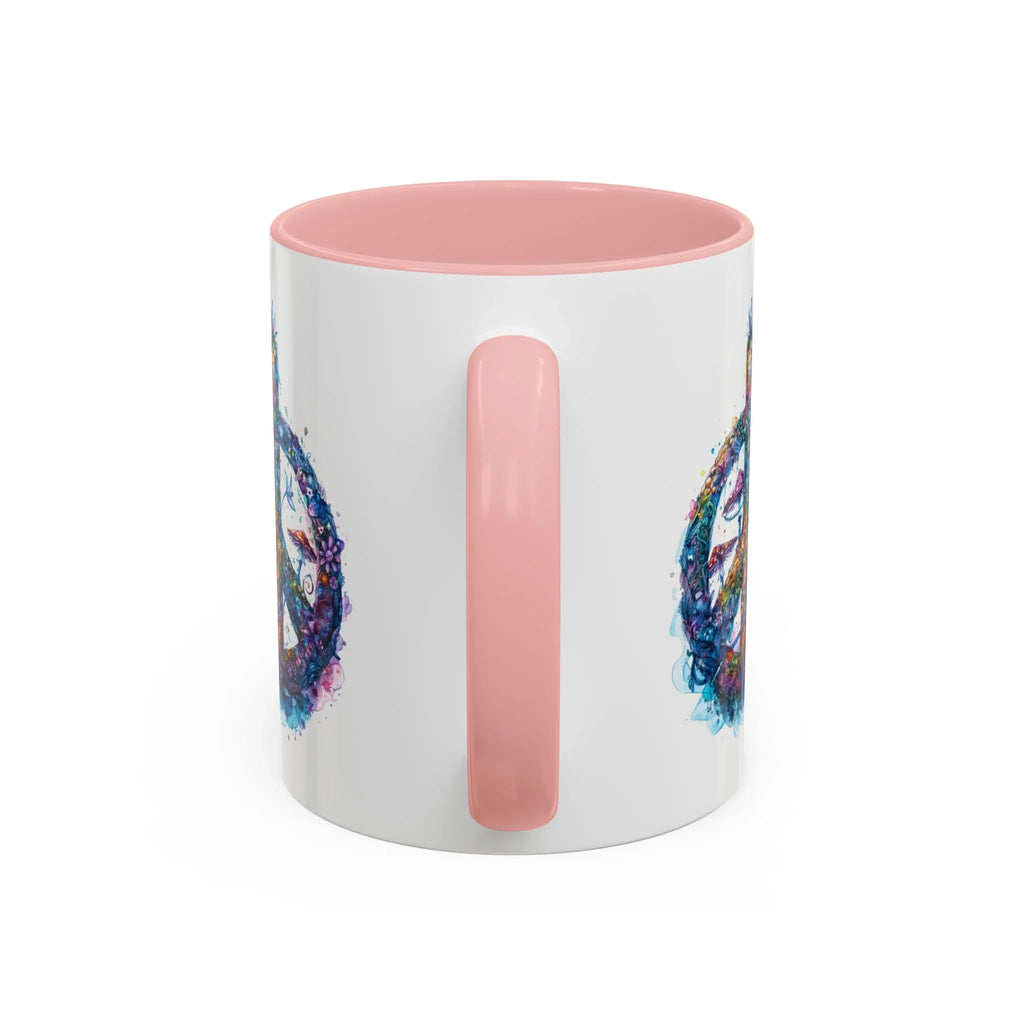 Psychedelic Mushroom Peace Sign Mug | Neon Tie-Dye Peace Script - 250 USA Celebration