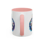 Psychedelic Mushroom Peace Sign Mug | Neon Tie-Dye Peace Script - 250 USA Celebration