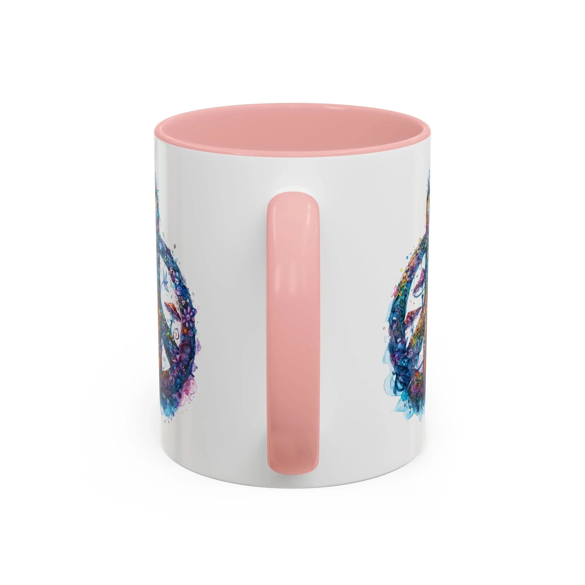 Psychedelic Mushroom Peace Sign Mug | Neon Tie-Dye Peace Script - 250 USA Celebration
