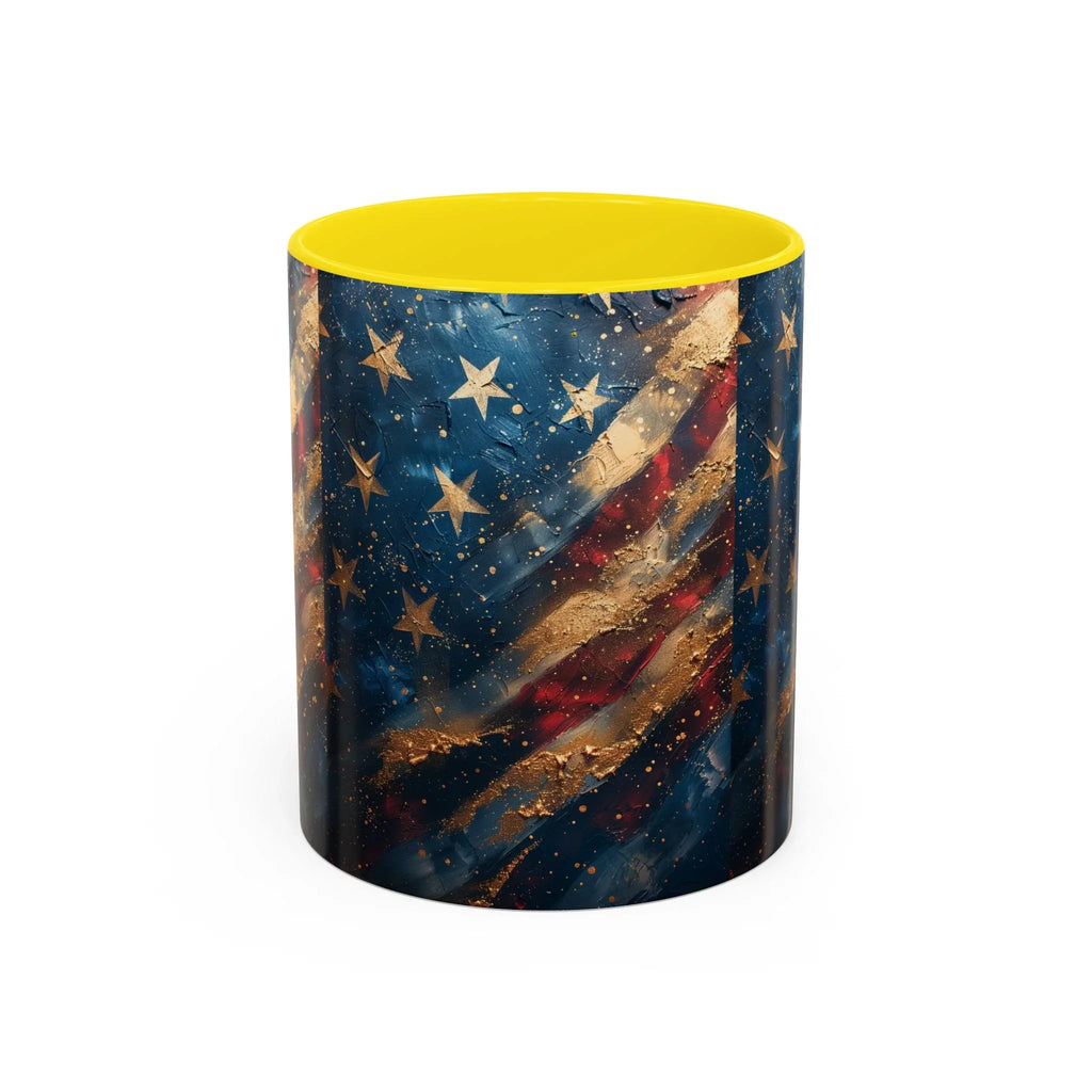 Distressed American Flag Accent Coffee Mug | 11oz 15oz - 250 USA Celebration