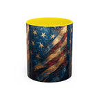 Distressed American Flag Accent Coffee Mug | 11oz 15oz - 250 USA Celebration