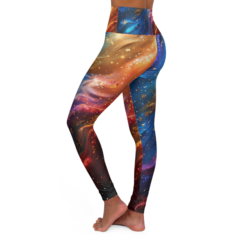 Galaxy Swirl High-Waisted Yoga Leggings — Colorful Cosmic Activewear