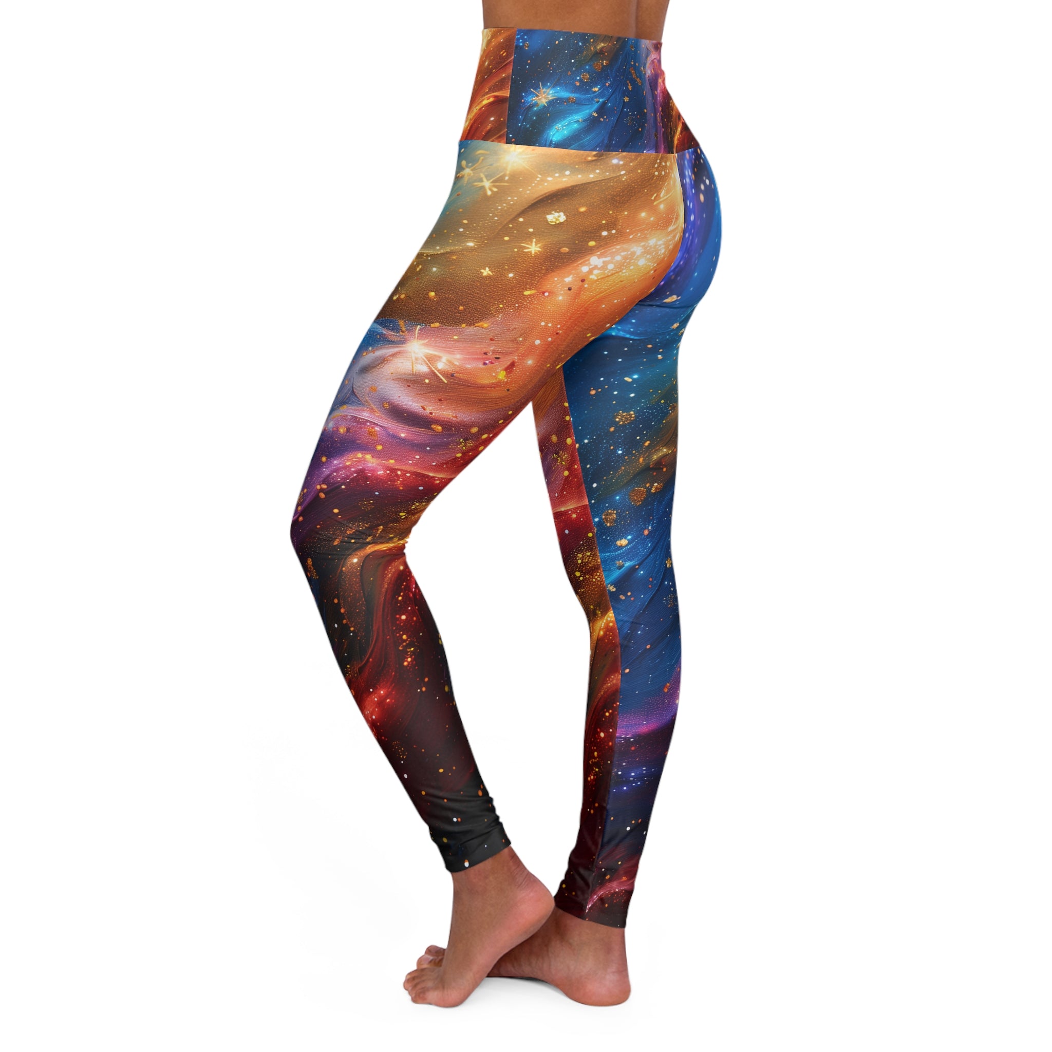 Galaxy Swirl High-Waisted Yoga Leggings — Colorful Cosmic Activewear