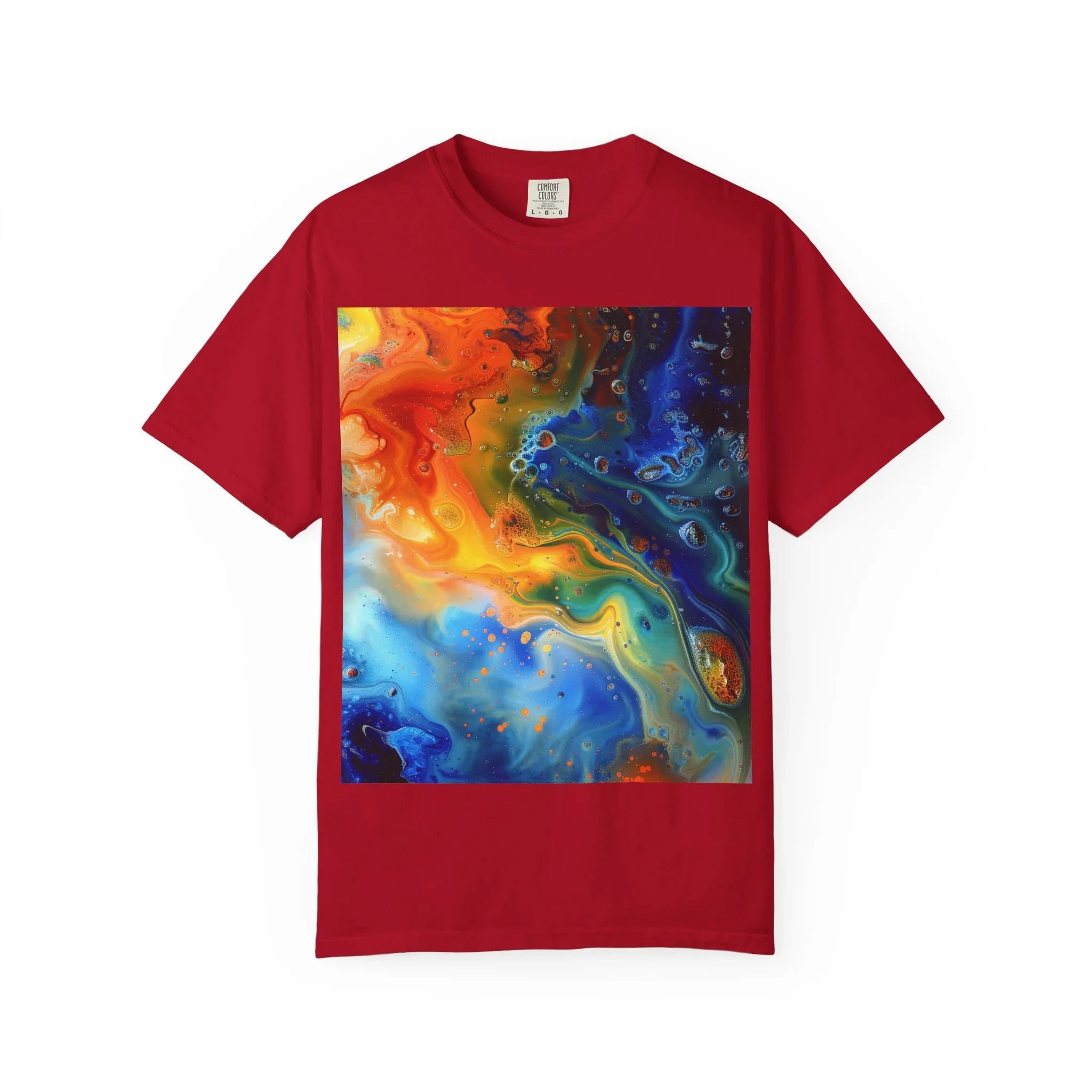 Colorful Abstract Swirl T-Shirt, psychedelic design blooms with surreal depth, blending free-flowing lines and bold swirls - 250 USA Celebration