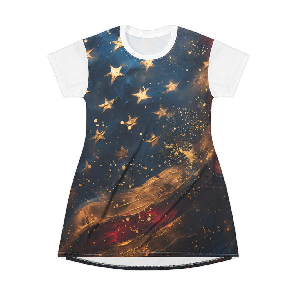 Patriotic Starry Flag T-Shirt Dress