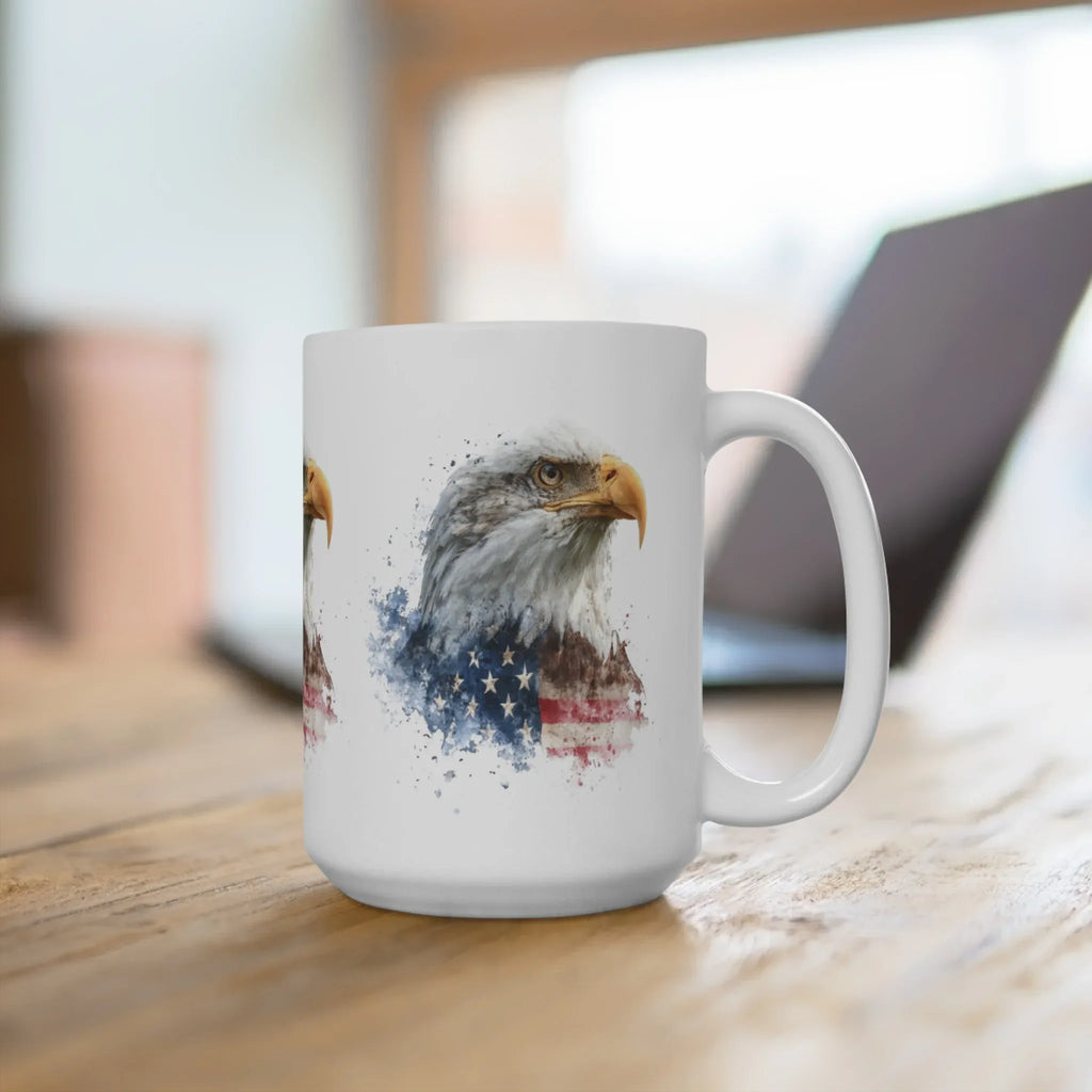 American Flag Bald Eagle mug | Patriotic USA eagle 15oz coffee mug - 250 USA Celebration