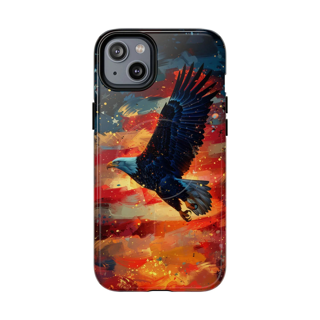 Eagle Flag Magnetic Phone Case, Patriotic iPhone Cover, Tough Cell Phone Cases, Gift for Veterans, Independence Day Accessories - 250 USA Celebration