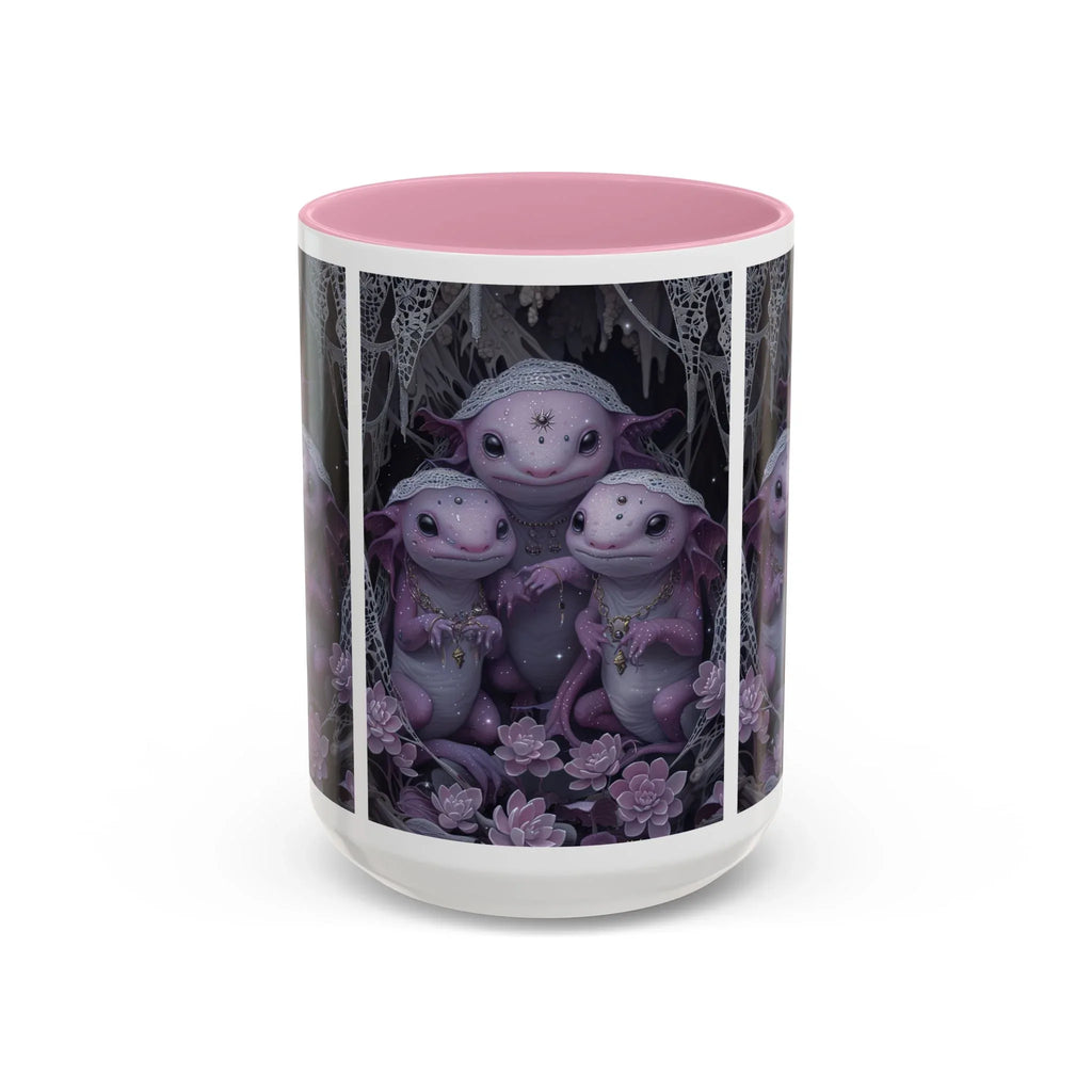 Purple Axolotl Trio Mug | Cute Amphibian Art Ceramic Coffee Cup - 250 USA Celebration