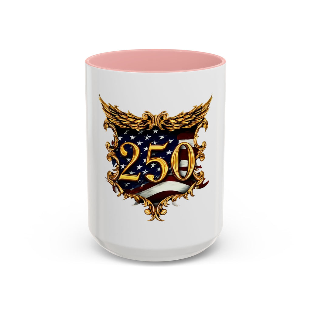 250th Anniversary American Flag Accent Coffee Mug — Patriotic 250th Year Anniversary Celebration Gift