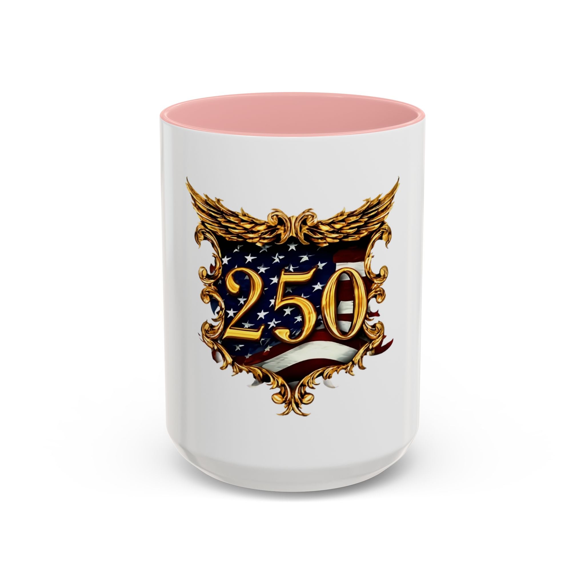 250th Anniversary American Flag Accent Coffee Mug — Patriotic 250th Year Anniversary Celebration Gift