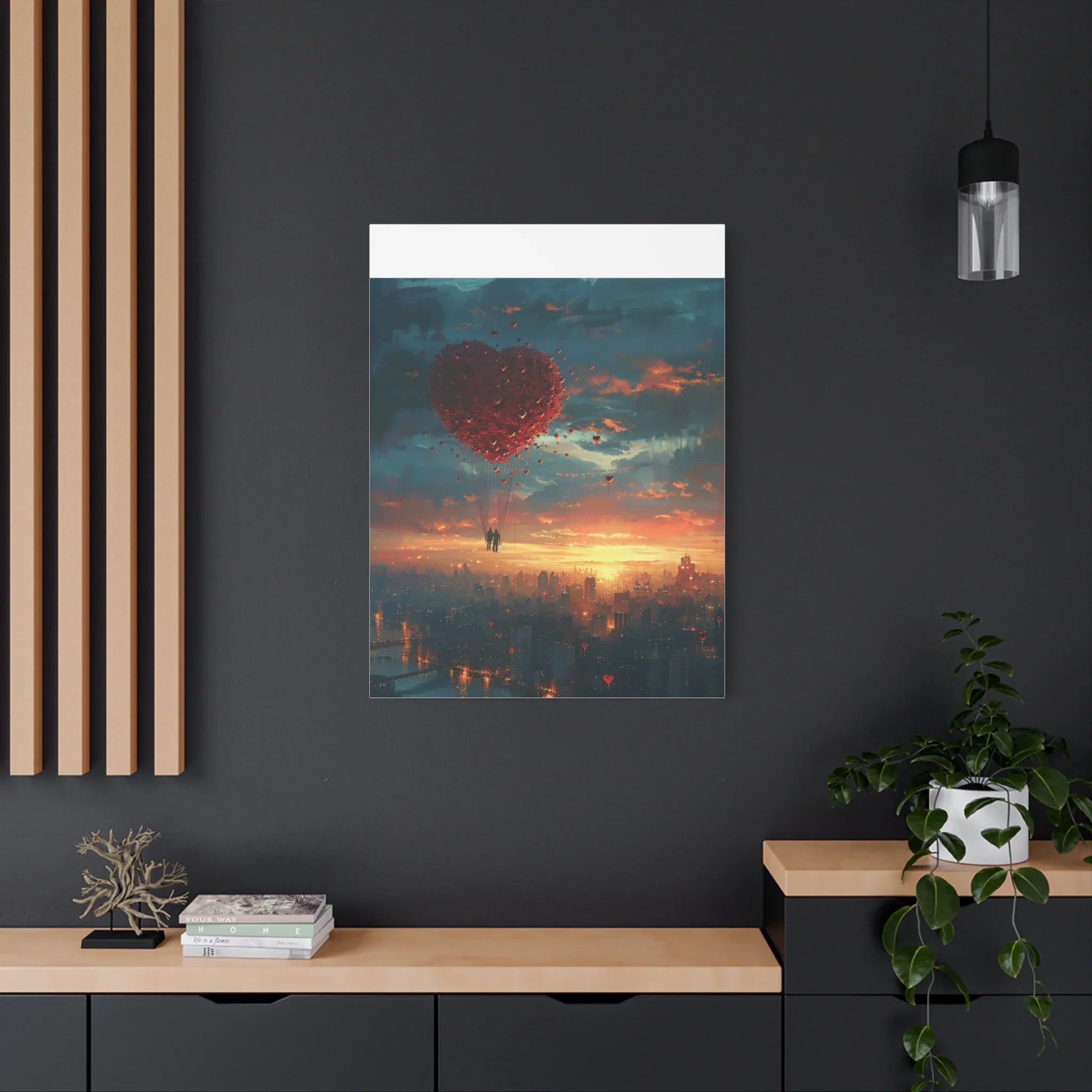 Romantic Canvas Wall Art, Love, Heart Balloon Art, Gift for Couples, Valentines Wall Decor, Valentine's Day Women's Merchandise, Valentines - 250 USA Celebration