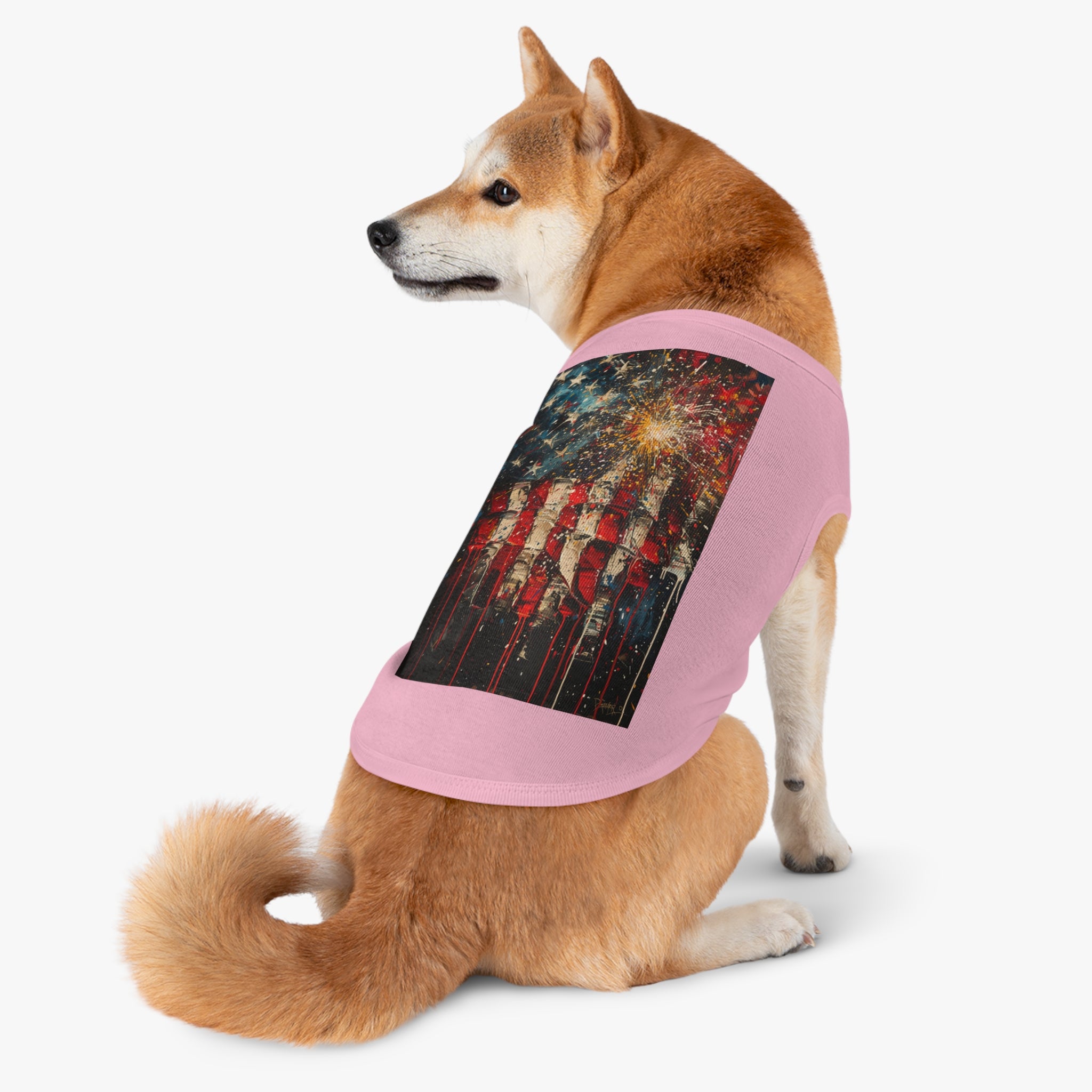 Patriotic Fireworks American Flag Pet Tank Top