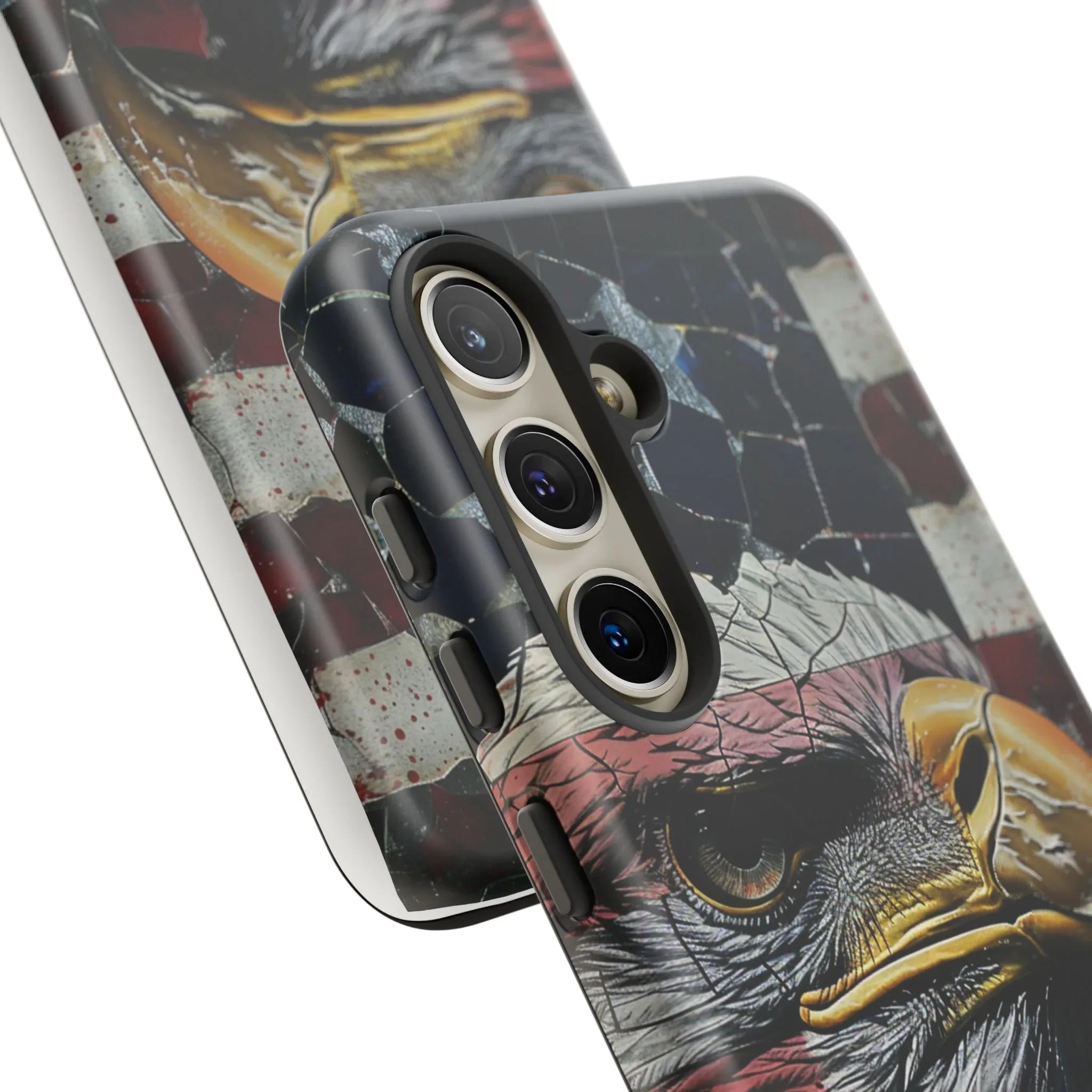 American Flag Bald Eagle phone case | Patriotic iPhone cover, cracked vintage flag design - 250 USA Celebration