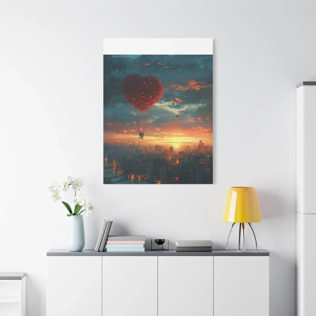 Romantic Canvas Wall Art, Love, Heart Balloon Art, Gift for Couples, Valentines Wall Decor, Valentine's Day Women's Merchandise, Valentines - 250 USA Celebration
