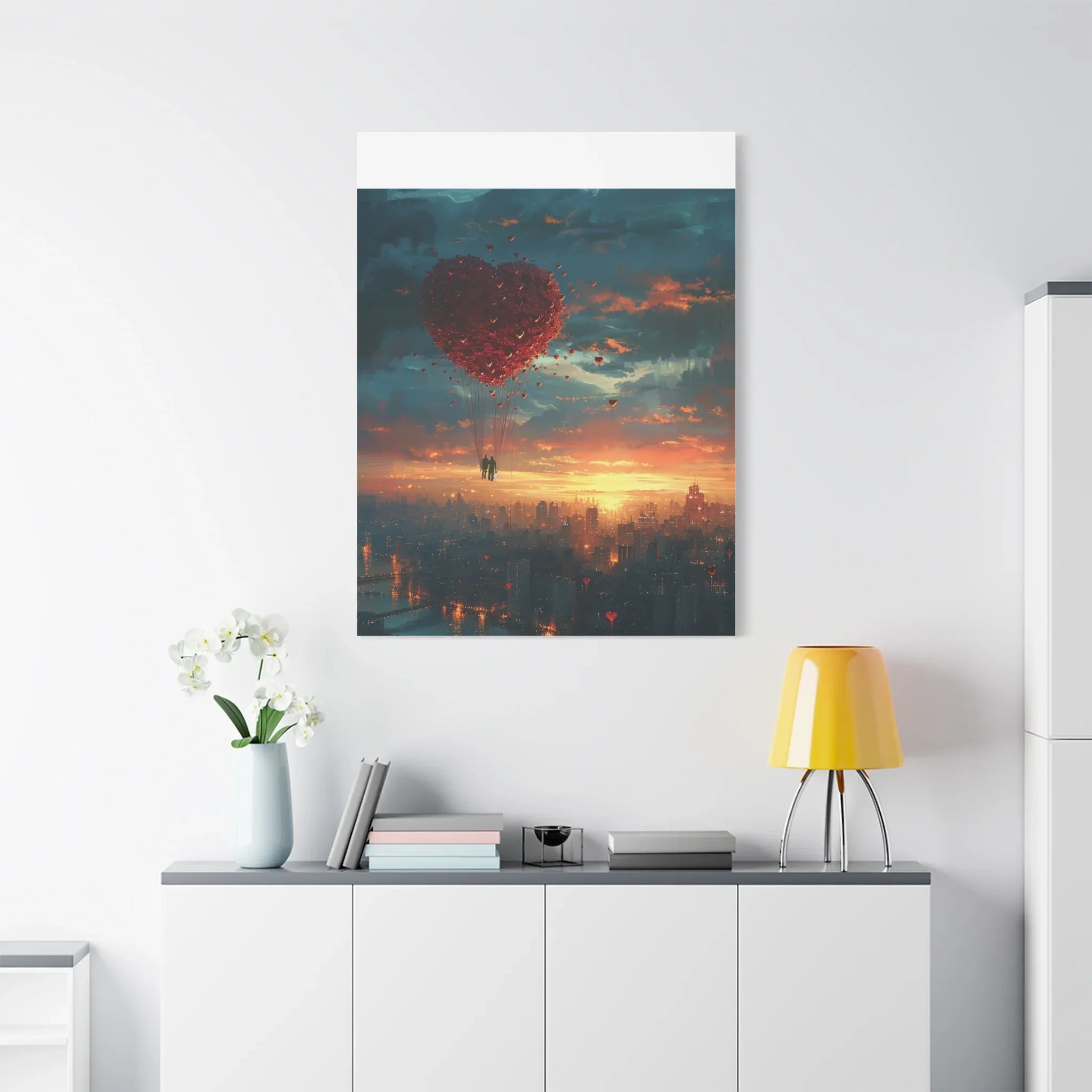 Romantic Canvas Wall Art, Love, Heart Balloon Art, Gift for Couples, Valentines Wall Decor, Valentine's Day Women's Merchandise, Valentines - 250 USA Celebration