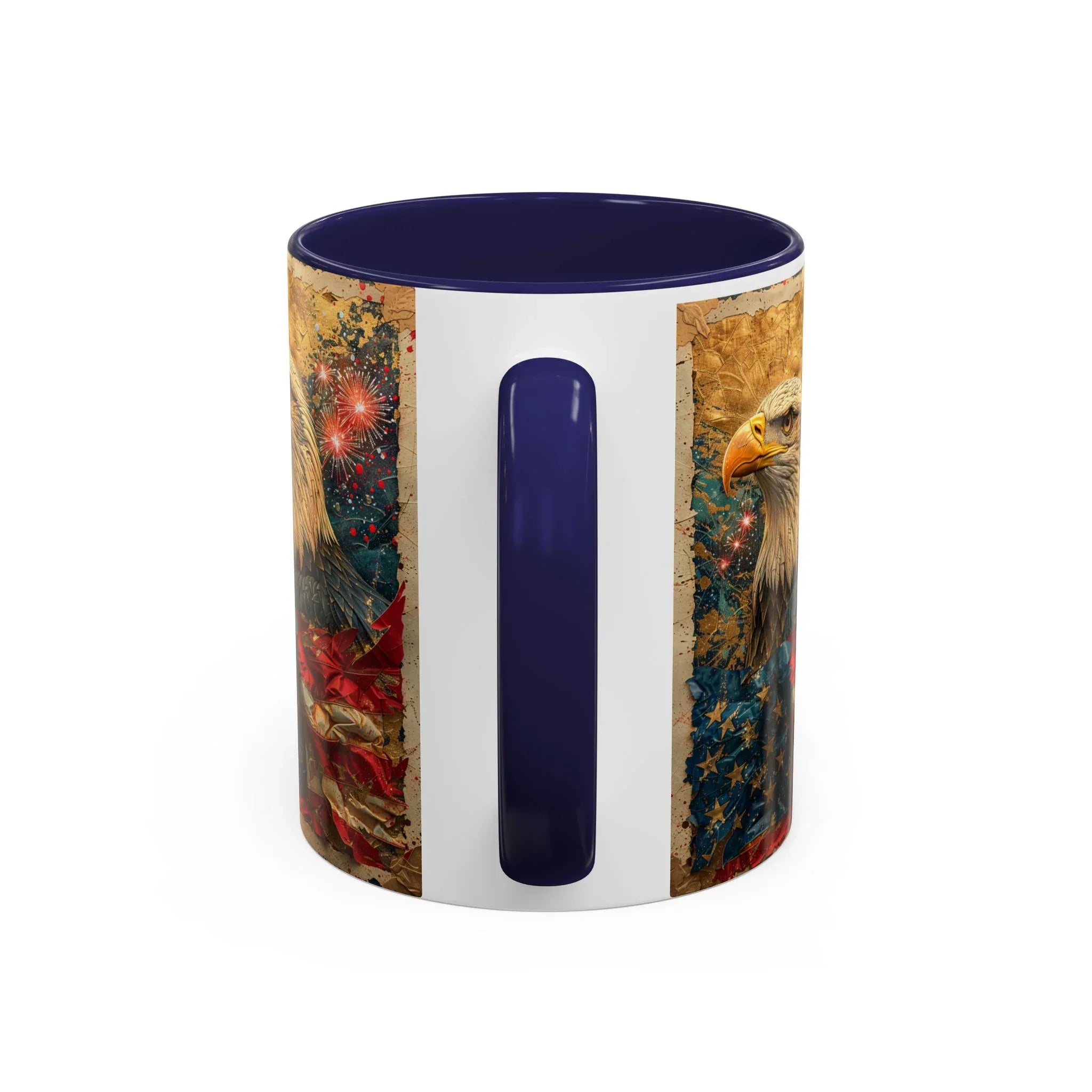 Bald Eagle with Tattered American Flag Coffee Mug | Fireworks Patriotic 11oz 15oz - 250 USA Celebration