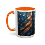 Distressed American Flag Accent Coffee Mug | 11oz 15oz - 250 USA Celebration