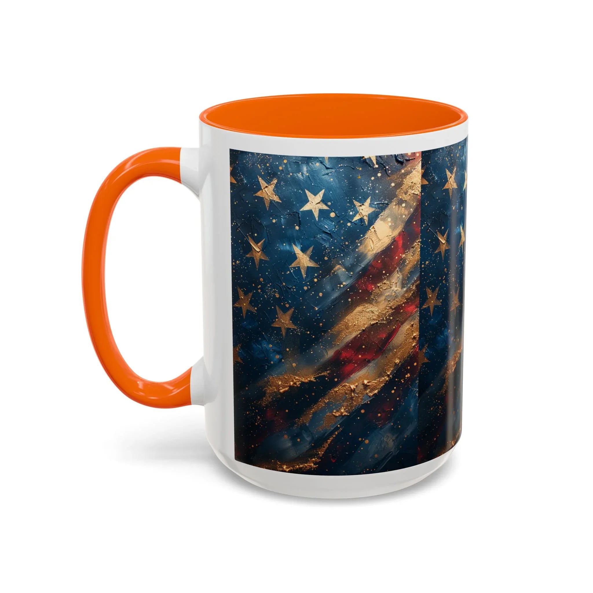 Distressed American Flag Accent Coffee Mug | 11oz 15oz - 250 USA Celebration