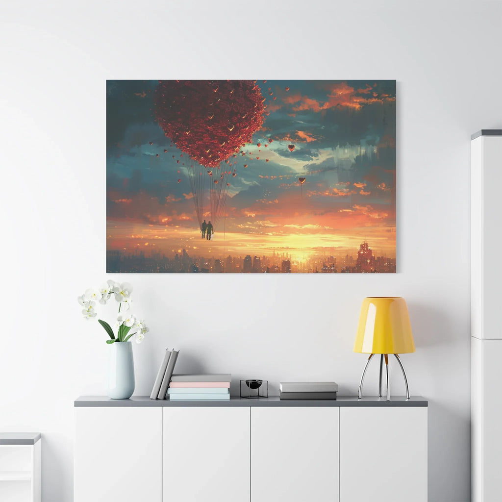 Romantic Canvas Wall Art, Love, Heart Balloon Art, Gift for Couples, Valentines Wall Decor, Valentine's Day Women's Merchandise, Valentines - 250 USA Celebration