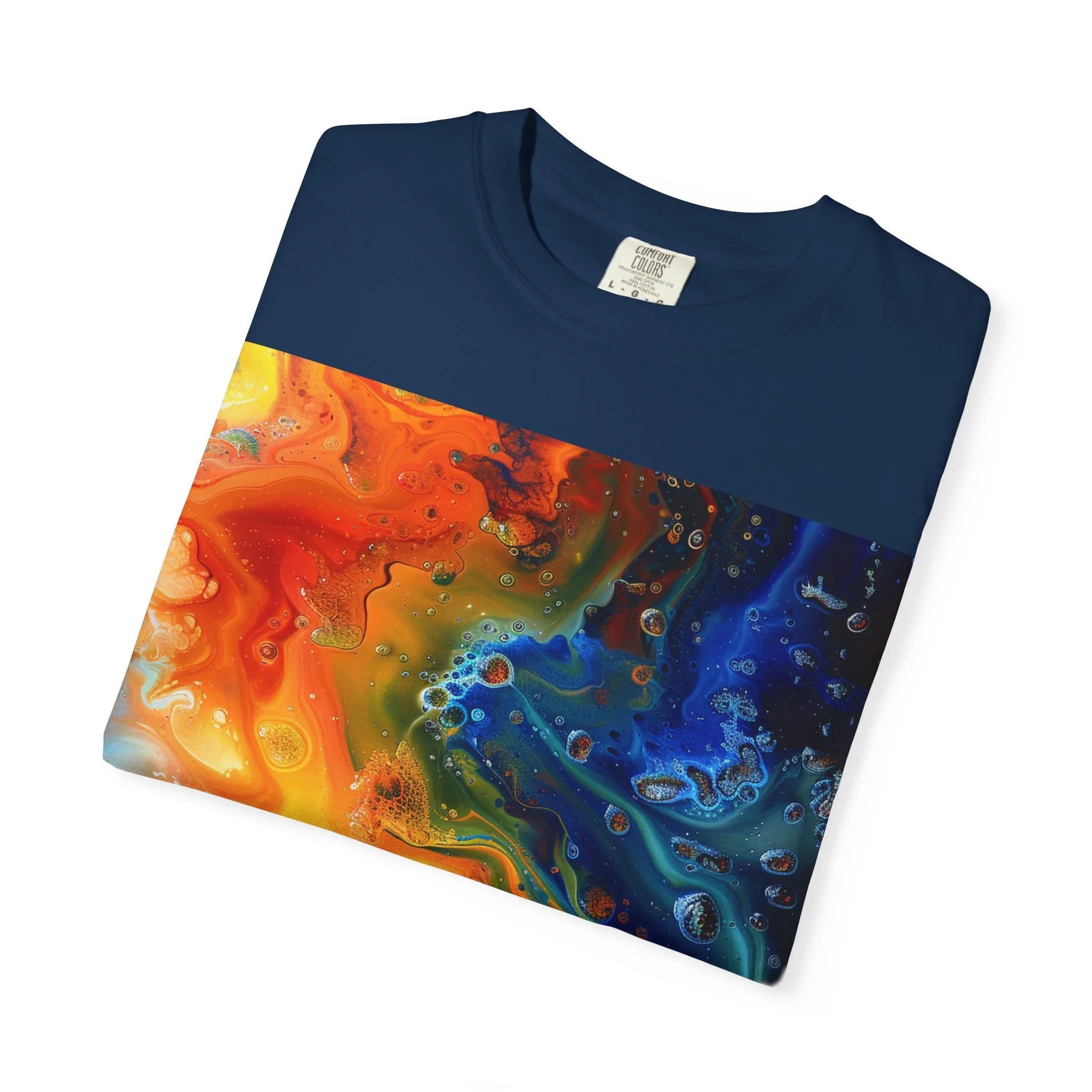 Colorful Abstract Swirl T-Shirt, psychedelic design blooms with surreal depth, blending free-flowing lines and bold swirls - 250 USA Celebration