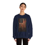 Distressed American Flag Crewneck Sweatshirt | Grunge Patriotic Design - 250 USA Celebration