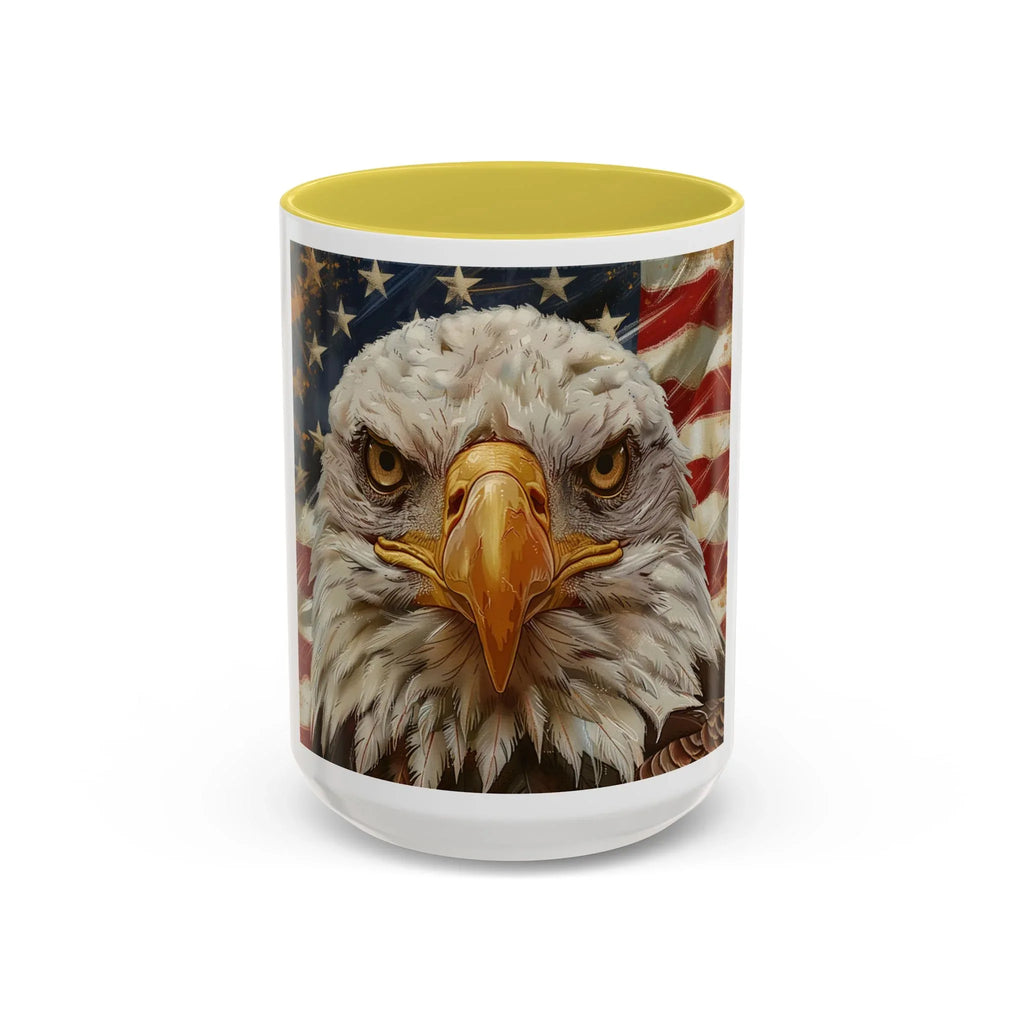 Colorful Mugs (11oz, 15oz) Majestic bald eagle head Patriotic coffee cup, America 250 Celebration coffee cup - 250 USA Celebration