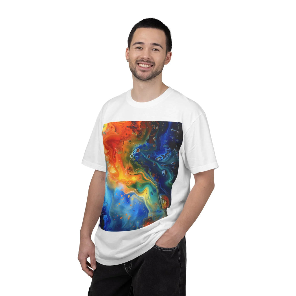 Colorful Abstract Swirl T-Shirt, psychedelic design blooms with surreal depth, blending free-flowing lines and bold swirls - 250 USA Celebration